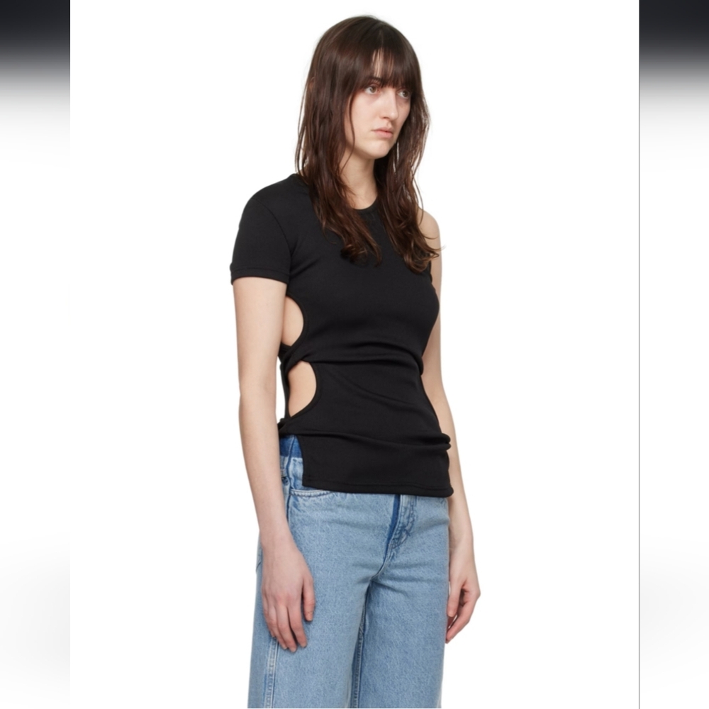 NWT Christopher Esber Open Twist Side Tee Black Size 10